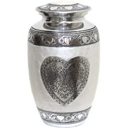 RUZIOON Heart Cremation Urn - Silver Heart Funeral Urn for Human Ashes - Burial urn with Detailed Engraving - 100% Aluminum- Adult Large Size up to 200 lbs