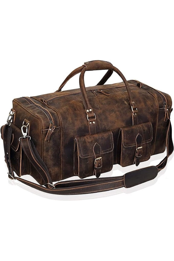 Large duffel bags for men hold all leather travel bag overnight gym sports weekend bag (32" XX-Large)