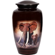 RUZIOON Lovely Elephant Brown Cremation Urn for Human Ashes - Adult Funeral Urn Handcrafted - Affordable Urn for Ashes Adult 200 lbs   10.5 x 6  , Lovely Elephant Brown Cremation Urn