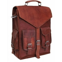 RUZIOON Vintage Leather Backpack Laptop Messenger Bag Rucksack Sling for Men Women, Brown, Size- 15"(H) x 5"(W) x 11"(L)