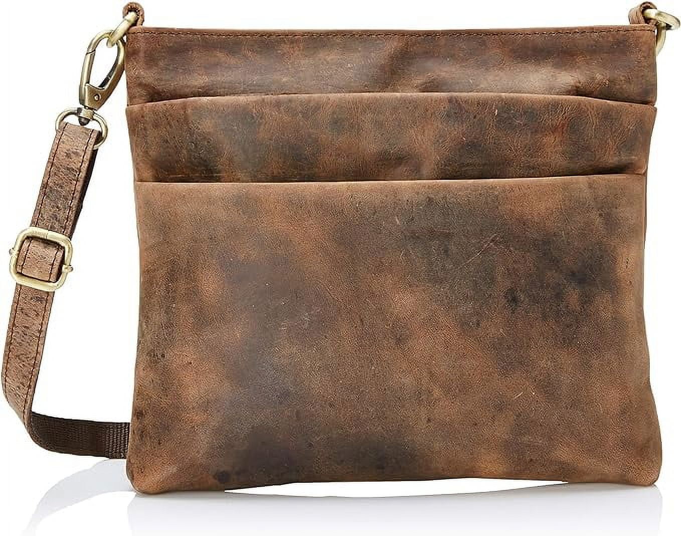 RUZIOON Vintage Leather Crossbody bags for Women - Sling Women Purse, Shoulder bags & Handbags - Brown