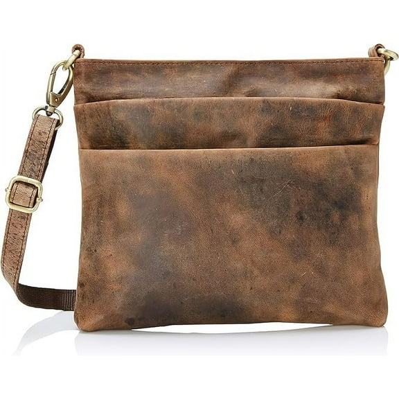 RUZIOON Vintage Leather Crossbody bags for Women - Sling Women Purse, Shoulder bags & Handbags - Brown