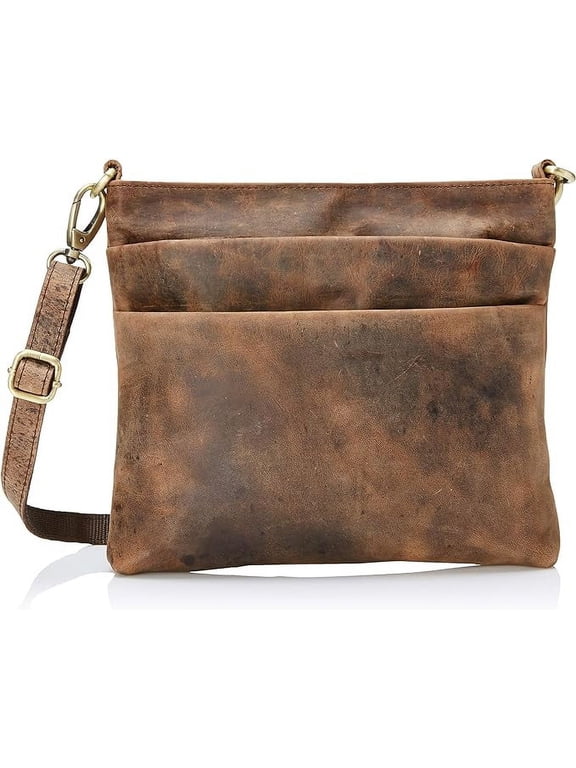 Vintage Leather Crossbody bags for Women - Sling Women Purse, Shoulder bags & Handbags - Brown