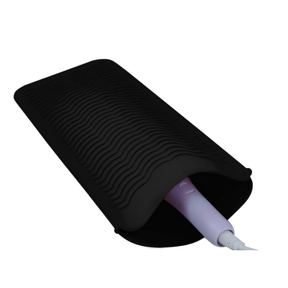 RUseeN 1 Pack Heat Resistant Travel Mat Pouch for Hair Straighteners, Crimping Irons, Curling Wands, Flat Irons and Styling Tools, Black