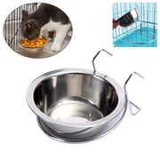 RUseeN 1 Pieces Hanging Pet Bowl Dog Crate Bowl with Holder Stainless Steel Dog Bowls Food Water Kennel Bowls Non Spill Bunny Feeder Hanging Coop Cup for Dogs Cats (6 oz)