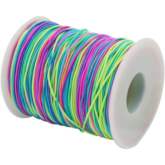RUseeN 1 mm Rainbow Elastic String Cord Beading Thread Stretchy Bracelet String for Jewelry Making and Bracelet Making, 164 feet