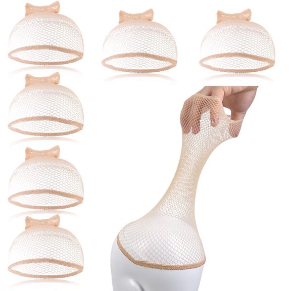 RUseeN 10 PCS Wig Cap Non Slip, Mesh Net Wig Caps for Women Men, Kids, Weaving Hair Net Open End Fishnet Light Brown