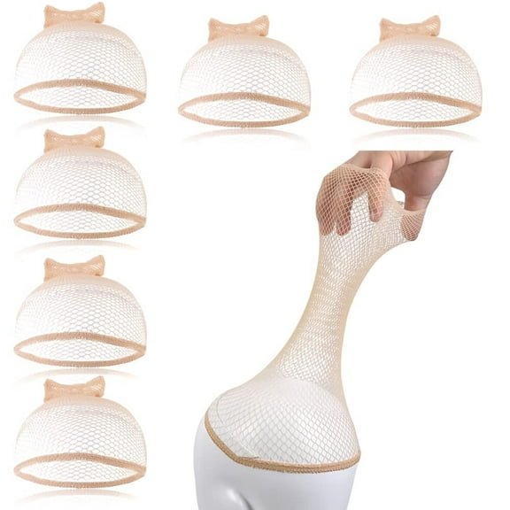 RUseeN 10 PCS Wig Cap Non Slip, Mesh Net Wig Caps for Women Men, Kids, Weaving Hair Net Close End Fishnet Light Brown