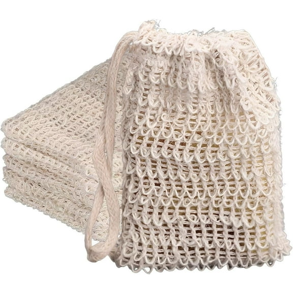 RUseeN 10 Packs Soap Saver Bag Natural Sisal Exfoliating Soap Pouch for Foaming and Drying, Shower, Scrubber (9 x 14 cm, Beige)