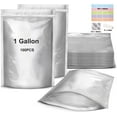 thumbnail image 1 of RUseeN 100 Pack Mylar Bags for Food Storage with Oxygen Absorbers 300cc and Lables, 1 Gallon - Stand-Up, Resealable & Heat Sealable for Long Term Food Storage, 1 of 7