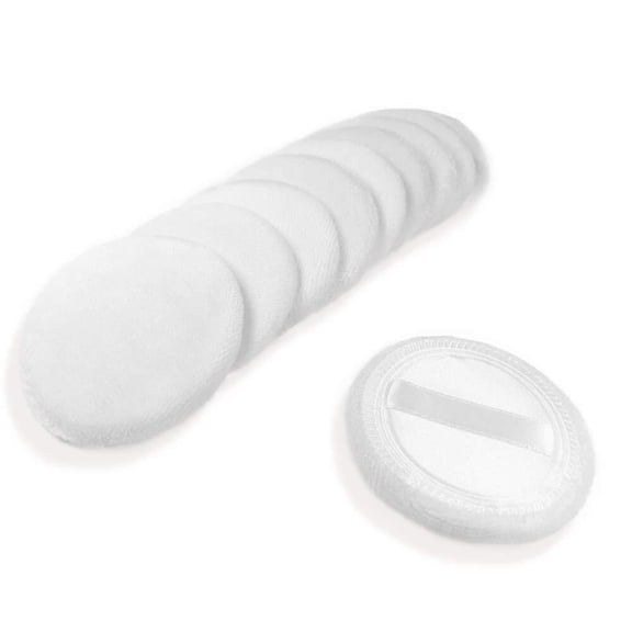 RUseeN 10pcs Powder Puff, Applicator Cotton Round Makeup Powder Sponge, Air Cushion Puff with Ribbon, Face Powder Puffs for Loose and Foundation, White