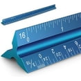 thumbnail image 1 of RUseeN 12” Architectural Scale Ruler, Imperial Aluminum Alloy Metal Architecture Measuring Tools, Engineering Drafting Construction Drawing Blueprints Triangular Architect Scaling Rulers (Blue), 1 of 7