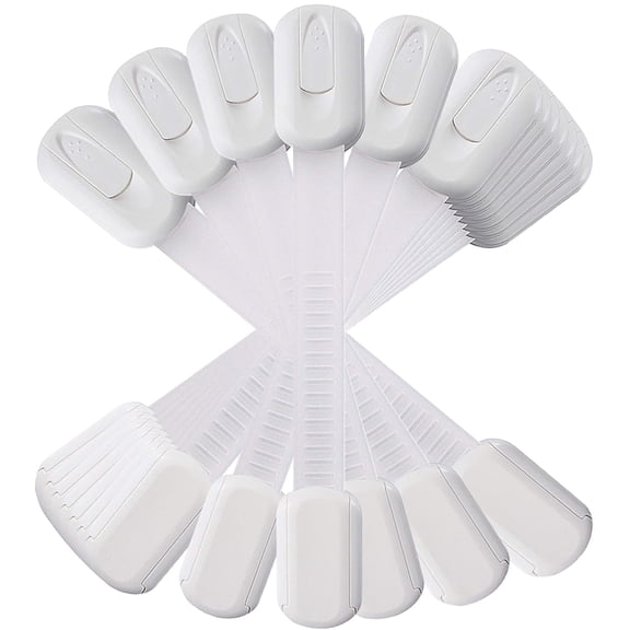 RUseeN 12 Pack Child Safety Cabinets Strap Locks, Multi Use Latch with Strong Adhesive Pads, for Cabinets, Drawers, Oven, Toilet Seat, Fridge