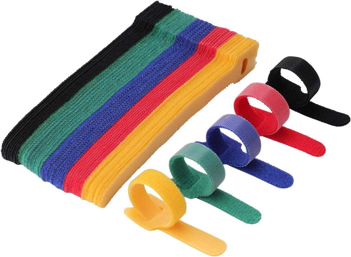 6” Reusable Cable Ties – 100 Pack Multi-Color Hook & Loop Cord Organizers For Home, Office, And Data Centers