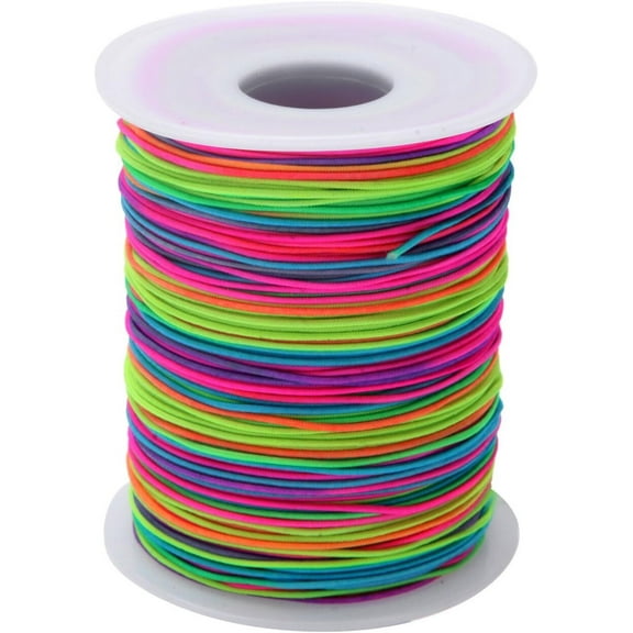 RUseeN 1mm Elastic String, 328 Feet Rainbow Stretchy Beading Cord Bracelet String for Bracelets, Necklaces, Jewelry Making, Pony Beads and Crafts
