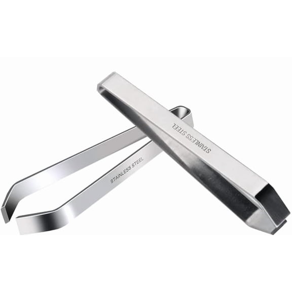 RUseeN 2 Pcs Fish Bone Tweezers, Stainless Steel Flat and Slant Tweezers Garlic Peeler Skin Remover Tool