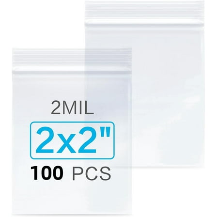 RUseeN 2" x 2" Small 2 Mil Plastic Bags 100 PCS Clear Resealable Zip Seal Lock Poly Bags Reclosable Heavy Duty Zipper Baggies Jewelry Earrings Coin Pills Packing