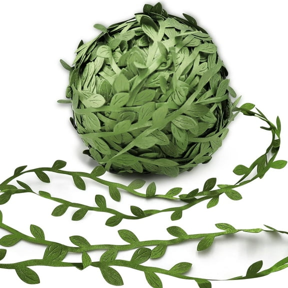 RUseeN 265 Ft Leaf Ribbon, Artificial Vines Leaves String Trim Ribbon Wild Jungle Botanical Greenery for Baby Shower Party Wedding Home Wreaths & DIY Craft