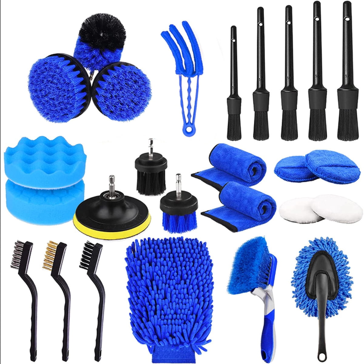 RUseeN 26Pcs Detail Brushes Car Detailing Kit Interior with Drill Brush Set, Detailing Brushes