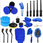 RUseeN 26Pcs Detail Brushes Car Detailing Kit Interior with Drill Brush Set, Detailing Brushes Car Cleaning Kit for Interior, Exterior, Windshield, Carpet, Leather, Air Vents