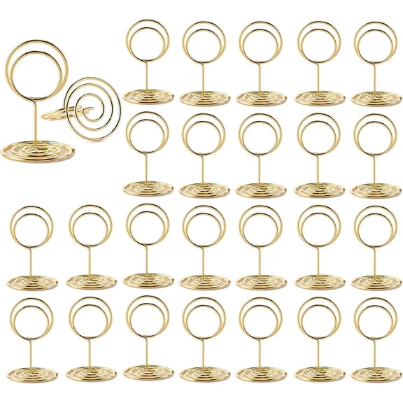RUseeN 26Pcs Mini Place Card Holders, Cute Table Number Holders, Small Size Table Card Holder Table Number Stands, Wire Photo Holder Picture Menu Clips for Wedding centerpieces, Anniversary Party