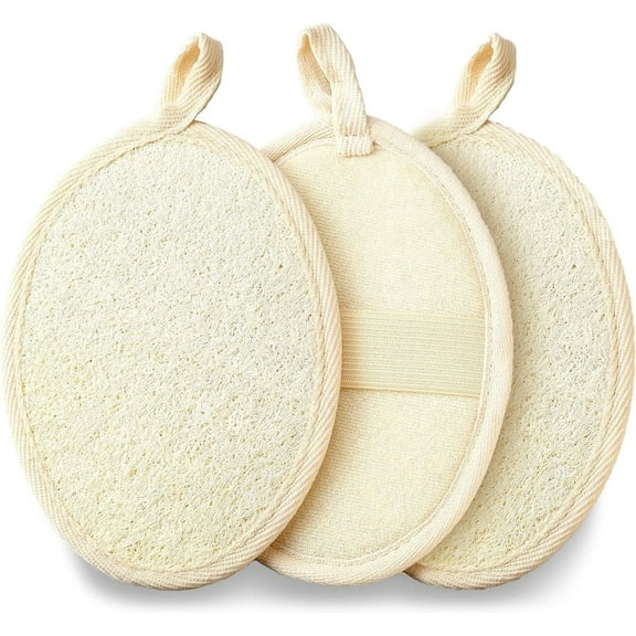 RUseeN 3 Pack Natural Loofah Exfoliating Body Scrubber, Made with Natural Shower Loofah Sponge for Men and Womens SPA - Exfoliating Loofah Sponge Package, Perfect for Bath Shower