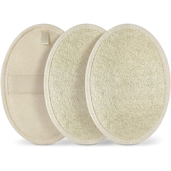 RUseeN 3 Pack Premium Natural Loofah Sponge Exfoliating Body Scrubber, Shower Loofah for Men, Women and Kids, Shower Scrubber for Body and Face, Made with Eco-Friendly Luffa Sponge
