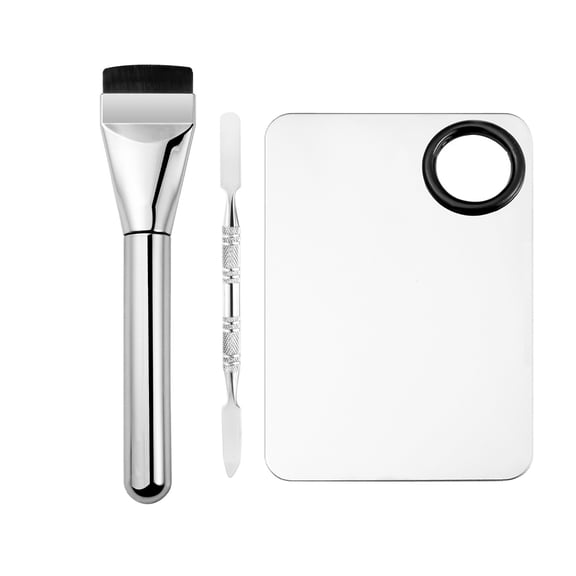 RUseeN 3 Pcs Make Up Spatula Tool Including Metal Makeup Mixing Palette, Foundation Spatula, Makeup Palette Tray, Makeup Accessories Set for Women Girl Korean Makeup Cosmetic Spatula Tool