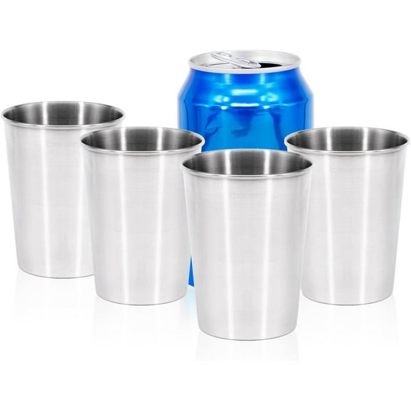 RUseeN 4 Pack Stainless Steel Cups for Kids and Adult Pint Cup Tumbler Metal Cups Stackable Cup Shatterproof Metal Drinking Glasses for Travel Outdoor Camping (6 oz/ 200 ml)