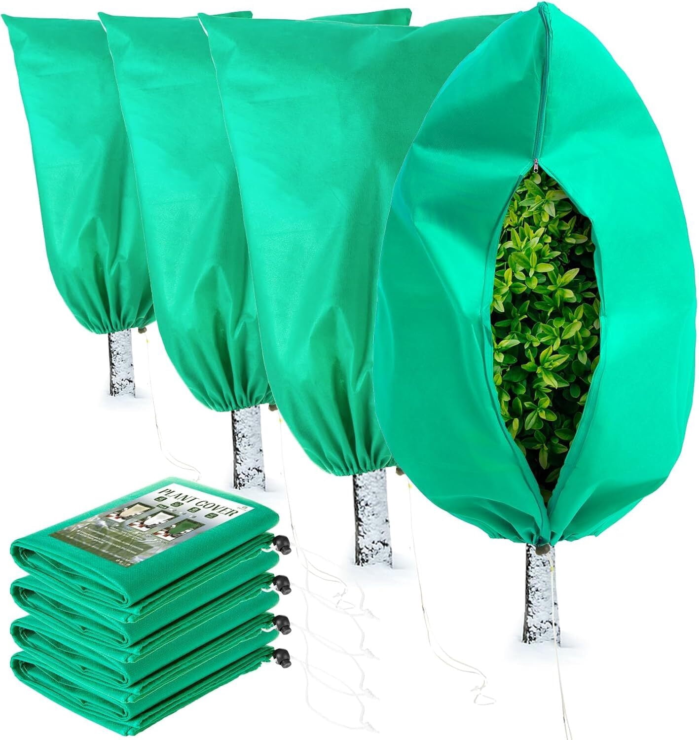 RUseeN 4 Pack Winter Plant Covers Freeze Protection,31.5" x 47.3 ...