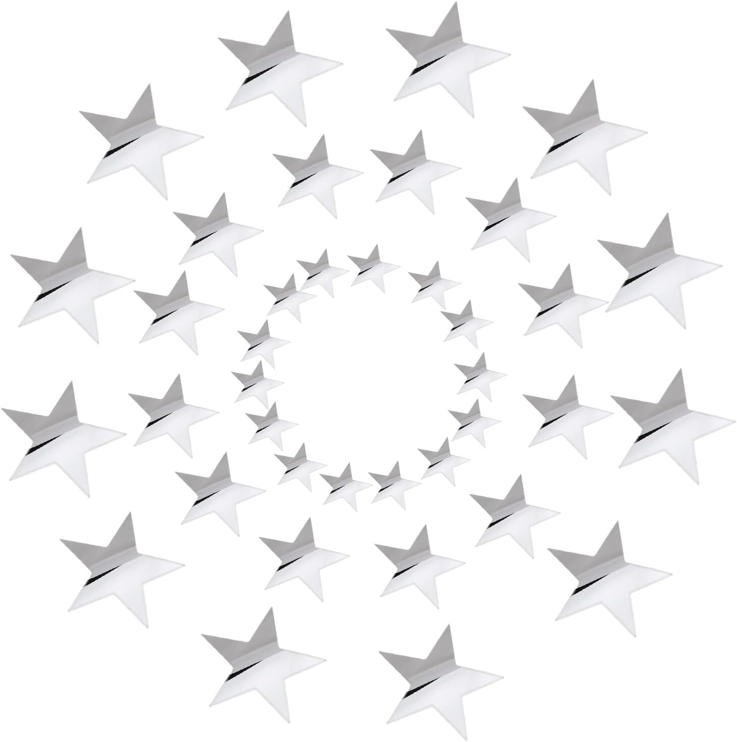 80 Pcs Silver Mirror Star Wall Stickers - Removable Adhesive Decals, Satin Paper, For Kids Bedroom, Home DIY Decor