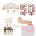 thumbnail image 1 of RUseeN 50th Birthday Gifts for Women, Including 50th Birthday Crown and Birthday Sash, Birthday Cake Topper, Balloons and Candle Set 50th Birthday Decorations Women - Rose Gold, 1 of 6