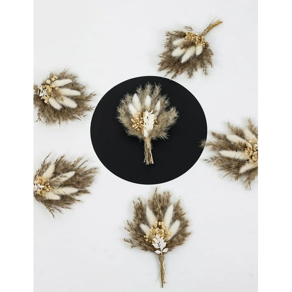 RUseeN 6 Pack Mini Dried Flowers Bouquet, Mixed Natural Dried Flowers Bouquets Boutonniere Table Centerpieces Birthday Cake Flowers for DIY Photo Props Gift Wedding Decor
