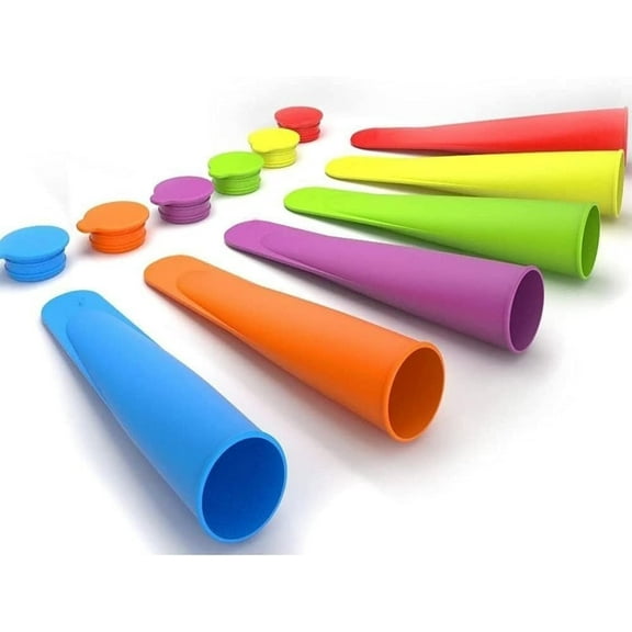 RUseeN 6 Pcs Popsicles Molds, Silicone Ice Pop Molds for Kids, Reusable Freezer Pop Tubes, Frozen Ice Popsicle Maker with Iid, Multi-Color Ice Pop Mold