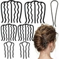 thumbnail image 1 of RUseeN 7 Pieces Hair Side Combs, Metal Hair Fork Clip French Twist Comb for Updo Bun, Teeth Hair Pins U-Shape Hair Sticks for Women Hair Styling Tool Accessories (Black), 1 of 7