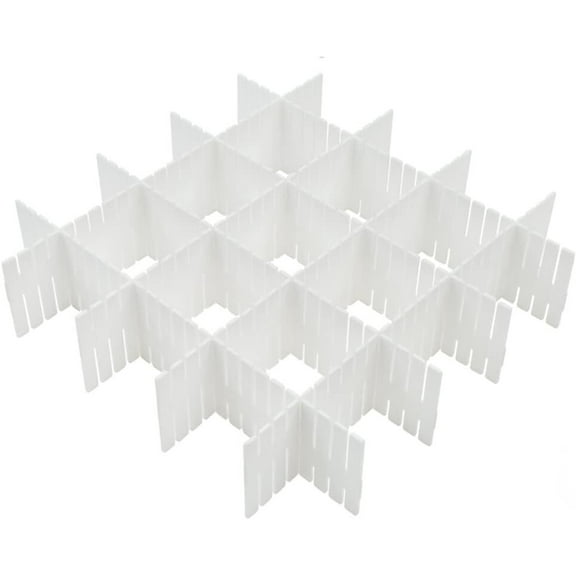 RUseeN 8 Pack Grid Drawer Dividers, Adjustable Drawer Organizer for Socks, Underwear, Lingerie, Makeup, Bedroom Office Kitchen Storage (White)