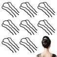 thumbnail image 1 of RUseeN 8 Pcs Hair Side Combs, Hair Fork Clips, Pins, French Twist Updo Accessories, U Shape Teeth Styling Tool for Vintage Hairstyle Women Girls Bun , Black, 1 of 7