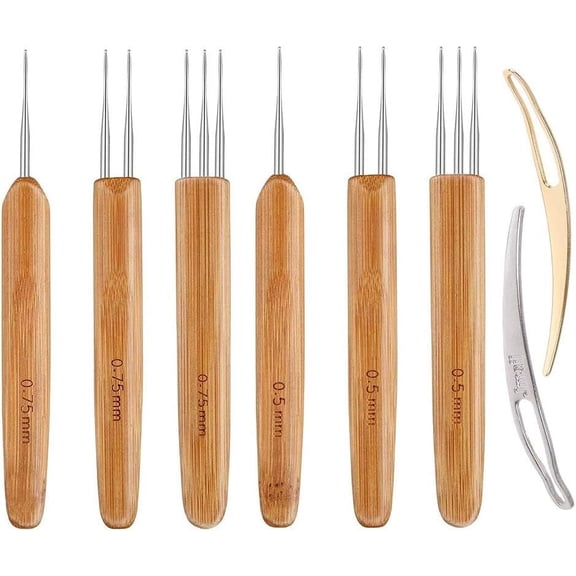 RUseeN 8 pcs Dreadlock Crochet Hook Tool, Braid Hair Dreadlocks Needle Weaving Crochet for Braid Craft (0.5mm,0.75mm)