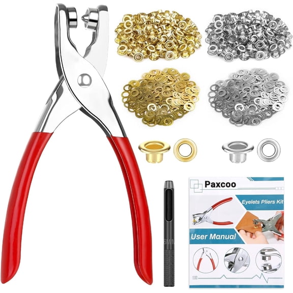 RUseeN 803 PCS Eyelet Grommet Tool Kit, 1/4 Inch Grommet Eyelet Plier 6mm Metal Eyelets and Washers for Fabric Hole Punch Grommet Pliers for Shoes Leather Clothes Belt