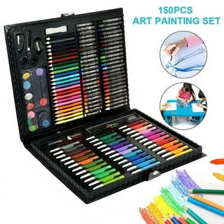 Sunnyglade 145 Piece Deluxe Art Set, Wooden Box & Drawing Kit with Crayons,  Oil Pastels, Colored Pencils, Watercolor Cakes, Sketch Pencils, Paint
