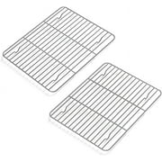 RUseeN Baking Rack, Stainless Steel Cooling Roasting Rack for Baking Sheet Oven Pan, Healthy & Non Toxic, Sturdy & Rust Free, Oven & Dishwasher Safe - Set of 2 (11.6”×9”)