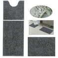 thumbnail image 1 of RUseeN Bathroom Rugs Sets 3 Piece Chenille Microfiber Bath Rug Non-Slip Bath Mats with Soft Plush PVC Backing Water Absorbent Carpet 1'' Quick Dry Microfiber Toilet Mat, Deep Gray, 1 of 9