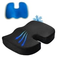 thumbnail image 1 of RUseeN Black Memory Foam Seat Cushion for Office Chair - Cooling Gel Pillow for Sciatica Coccyx Back Tailbone & Lower Back Pain Relief - Chair Pad for Lumbar Support in Office Desk, Car & Airplane, 1 of 8