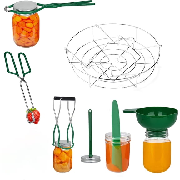 RUseeN Canning Kits, Canning Supplies Boxed Set, Stainless Steel Set, Jar Lifter, Folding Rack, Tongs, Complete Multifunctional Canning Tools, Canning kit includes wide mouth funnel for jars