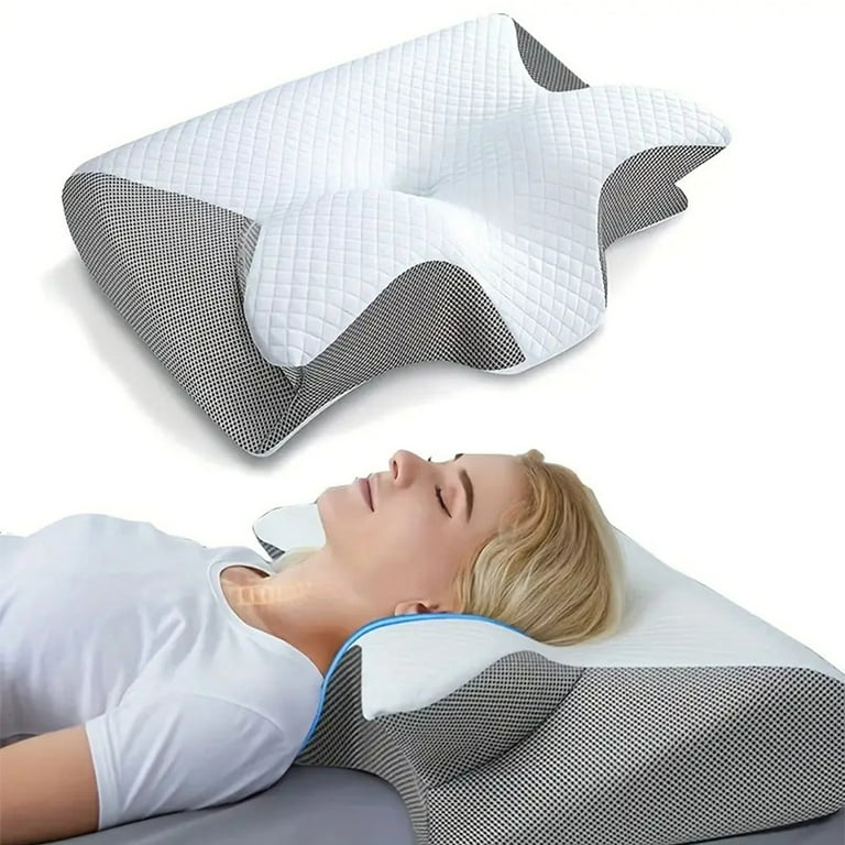 RUseeN Cervical Pillow for Neck Pain Relief Contour Memory Foam Ergonomic Orthopedic Neck Support Pillow for Side Back Stomach Sleepers with Breathable Pillowcase Queen Size Walmart