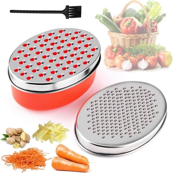 RUseeN Cheese Grater Citrus Lemon Zester with Food Storage Container & Lid, Perfect For Hard Parmesan Or Soft Cheddar Cheeses, Ginger, Vegetables, Butter, Chocolate & Nutmeg (Red)