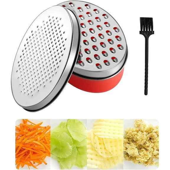 RUseeN Cheese Grater Lemon with Food Storage Container & Lid Grinder Grater for kitchen, Perfect For Hard Parmesan, Ginger, Vegetables, Butter (Red)
