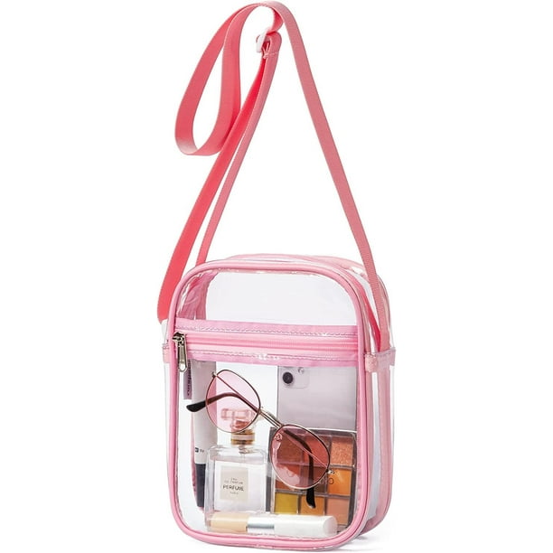 RUseeN Clear Bag Stadium Approved PVC Clear Purse Clear Crossbody Bag with Front Pocket for Concerts Sports Festivals Pink Walmart Business Supplies