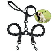 RUseeN Dual Dog Leash, Double Dog Leash, 360 Swivel No Tangle Walking Leash, Shock Absorbing Bungee for Two Dogs, Black, Large (25-120 lbs)