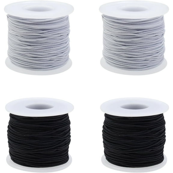 RUseeN Elastic Cord for Bracelets, 4 Rolls 1 mm Sturdy Bracelet String, Stretchy Elastic String for Jewelry Making, Necklaces, Beading
